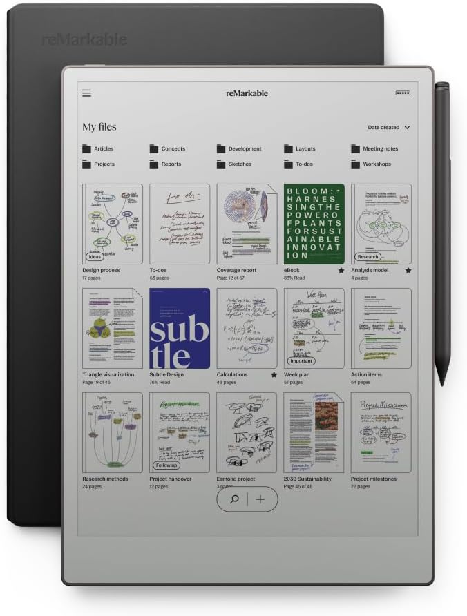 reMarkable Paper Pro-Bundle – Leder-Folio-Schutzhülle | 30,6 cm (11,8 Zoll) Farbdisplay und Leselamp