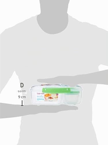 Sistema TO GO Triple Split Brotdose mit Joghurtbehälter | 2L luftdichter und stapelbarer Lunchbox fü