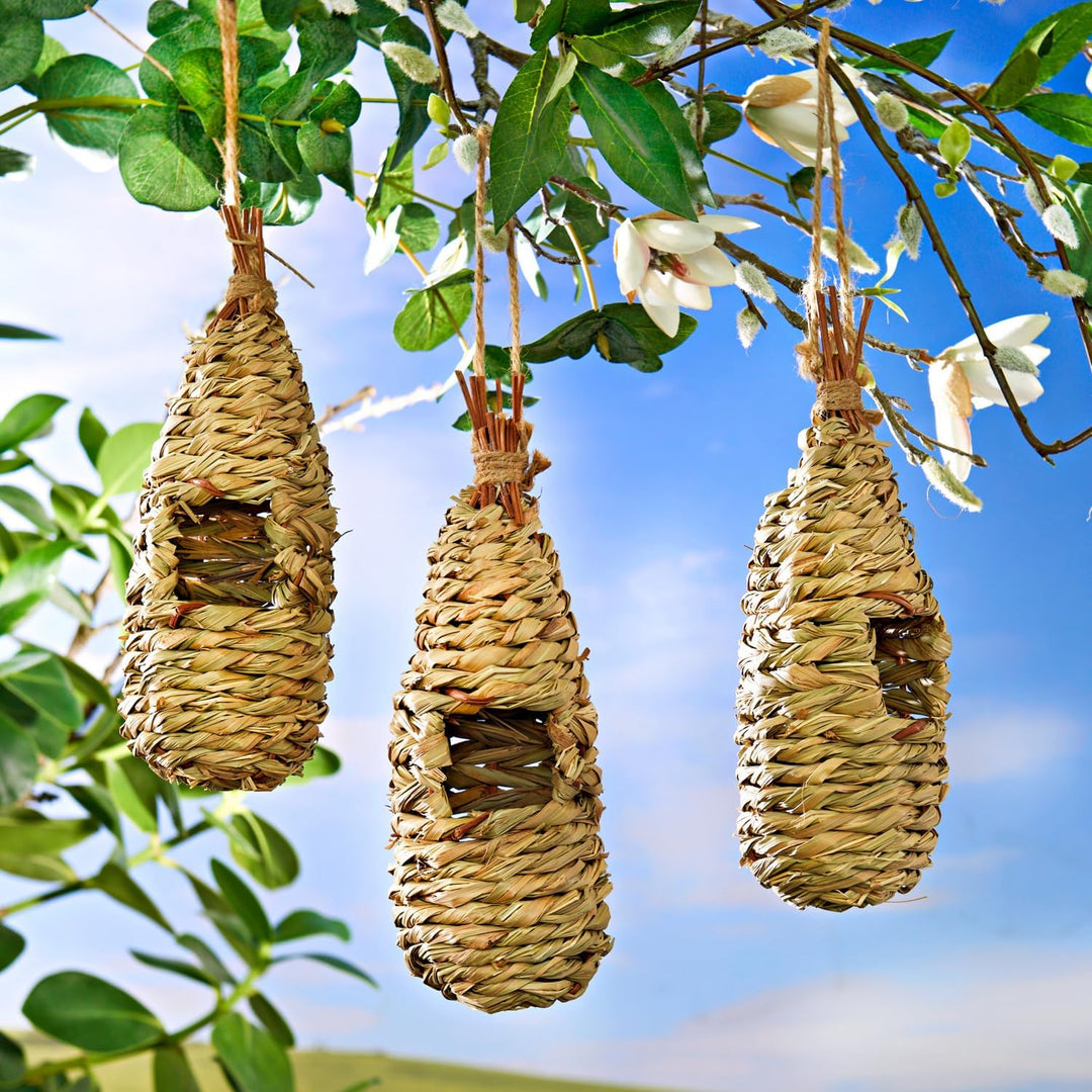 3 PAGEN® Vogelnester 3er-Set aus Naturmaterialien, Vogelnest 3 Stück, Vogelhaus zum Aufhängen, Wildv