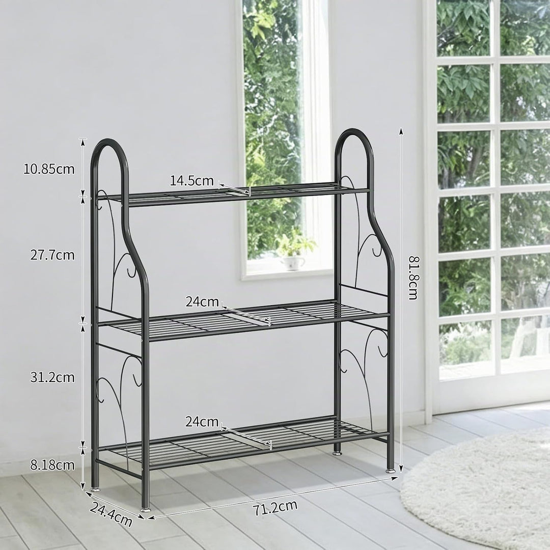 Pflanzenständer Indoor Outdoor Pflanzenregal 3 Etagen Metall Eckhalter für Wohnzimmer Balkon Garten