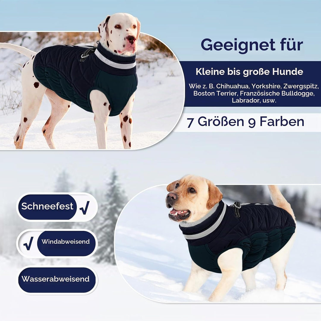 AOFITEE Hundejacke Kleine Hunde, Wasserdicht Hunde Wintermantel Warm Hundemantel mit Geschirr, Rollk
