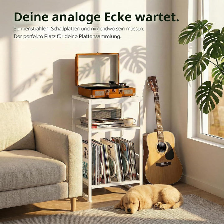 Plattenspieler-Ständer, 3 Etagen Beistelltisch,Plattenspielertisch Aufbewahrung von Schallplatten, b