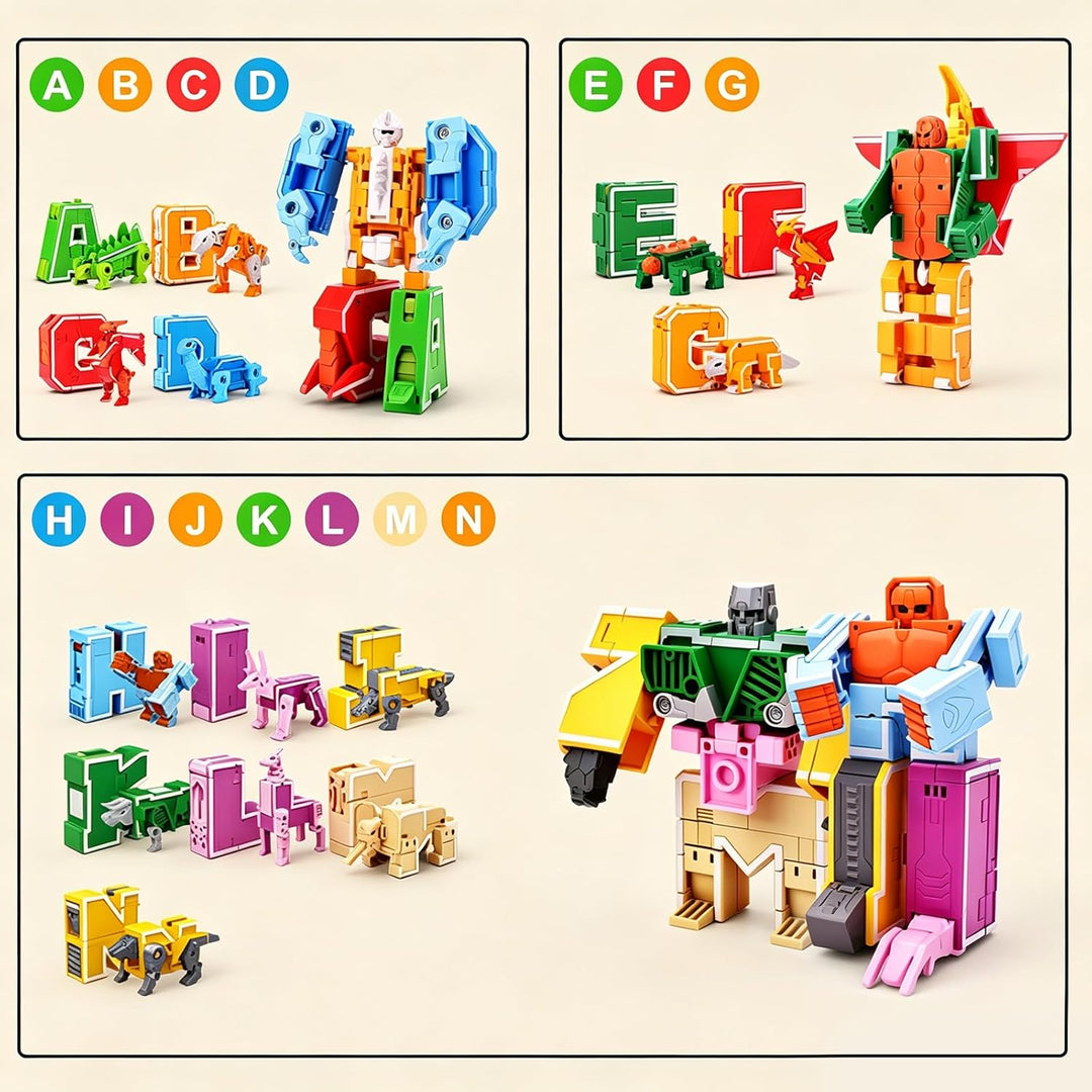 26 Stück Alphabet Transforming Spielzeug, DIY Buchstaben Roboter Toy | A-Z Transformer Roboter für A
