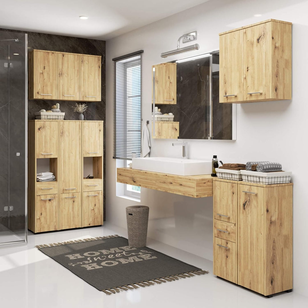 AKORD Badezimmerschrank schränke | Badezimmer kommode | FIN 85 2D1SZ, 2 Türen und 1 Schublade, B30 x