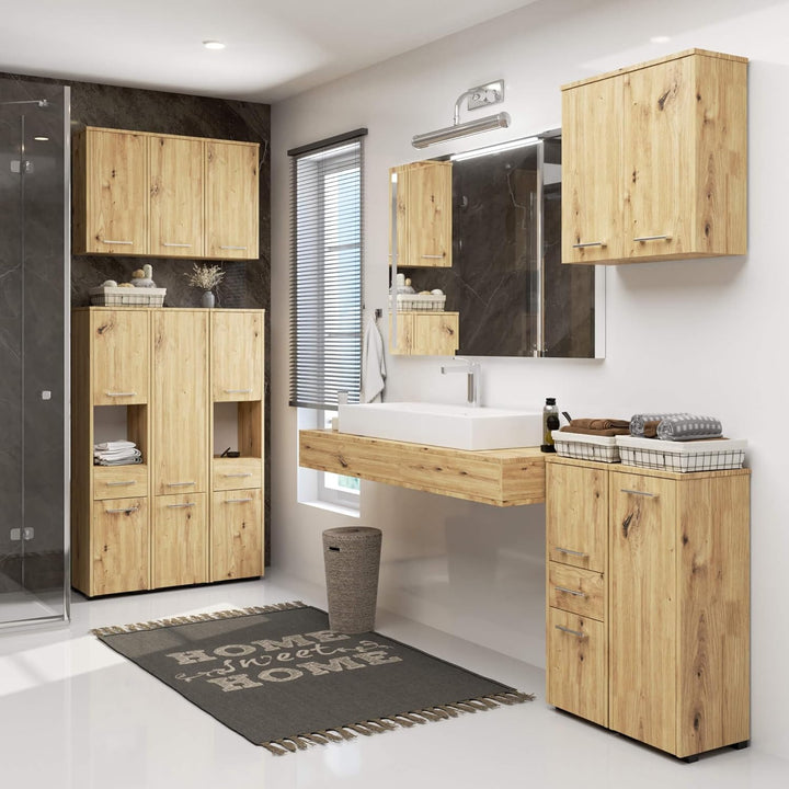 AKORD Badezimmerschrank schränke | Badezimmer kommode | FIN 85 2D1SZ, 2 Türen und 1 Schublade, B30 x