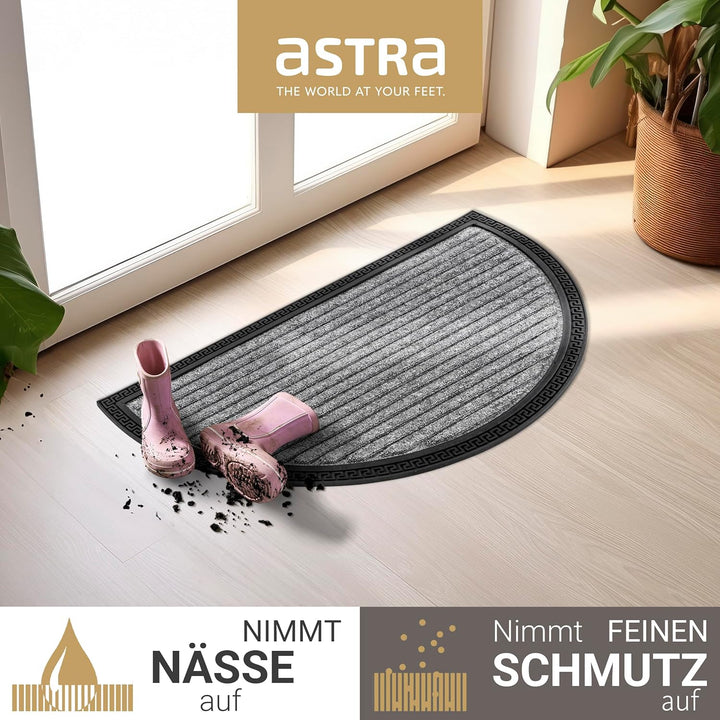 Astra Fussmatte Aussen & Innen - 3er Set 40x70 cm halbrund Silber Linien - Türmatte rutschfest - Sch