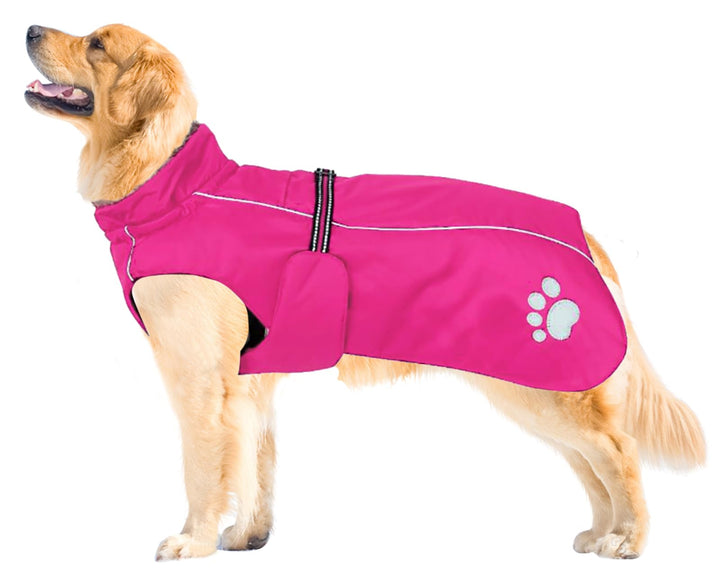 MOREZI Hundejacke Mantel, Winddicht wasserdicht, mit reflektierenden Streifen und einstellbarem Kord