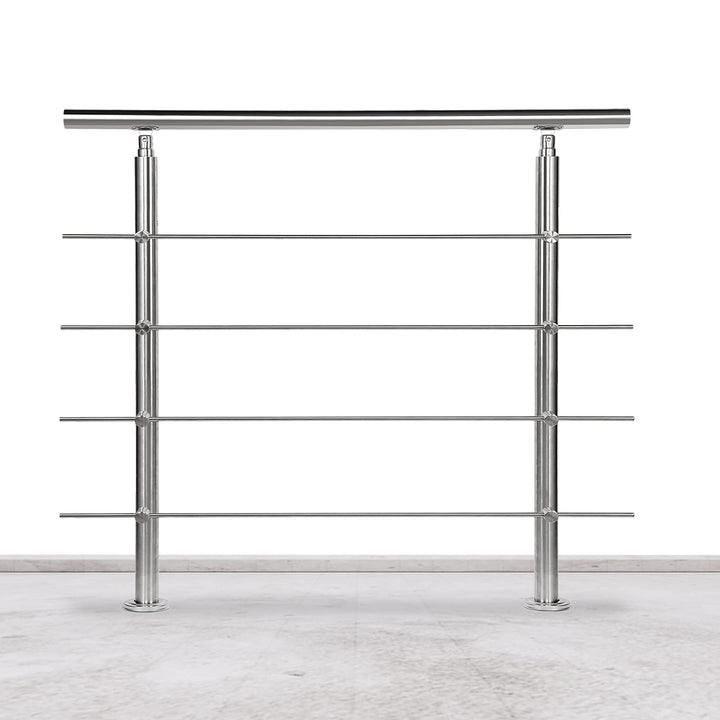 Lospitch Edelstahl-Handlauf Geländer für Balkon Brüstung Treppen mit/ohne Querstreben (150cm, 4 Quer