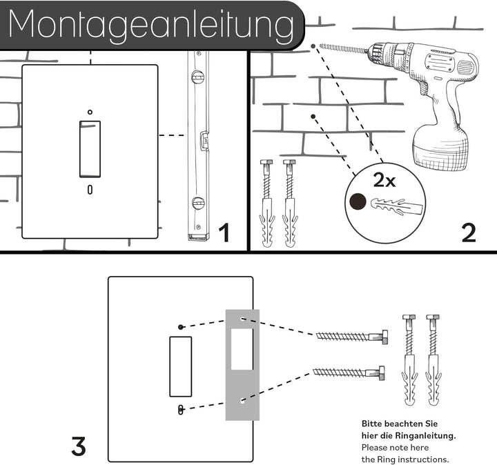 iSecur Blende passend für Ring Akku-Videotürklingel aus Edelstahl I Doorbell Pro 2 I Klingelschild I