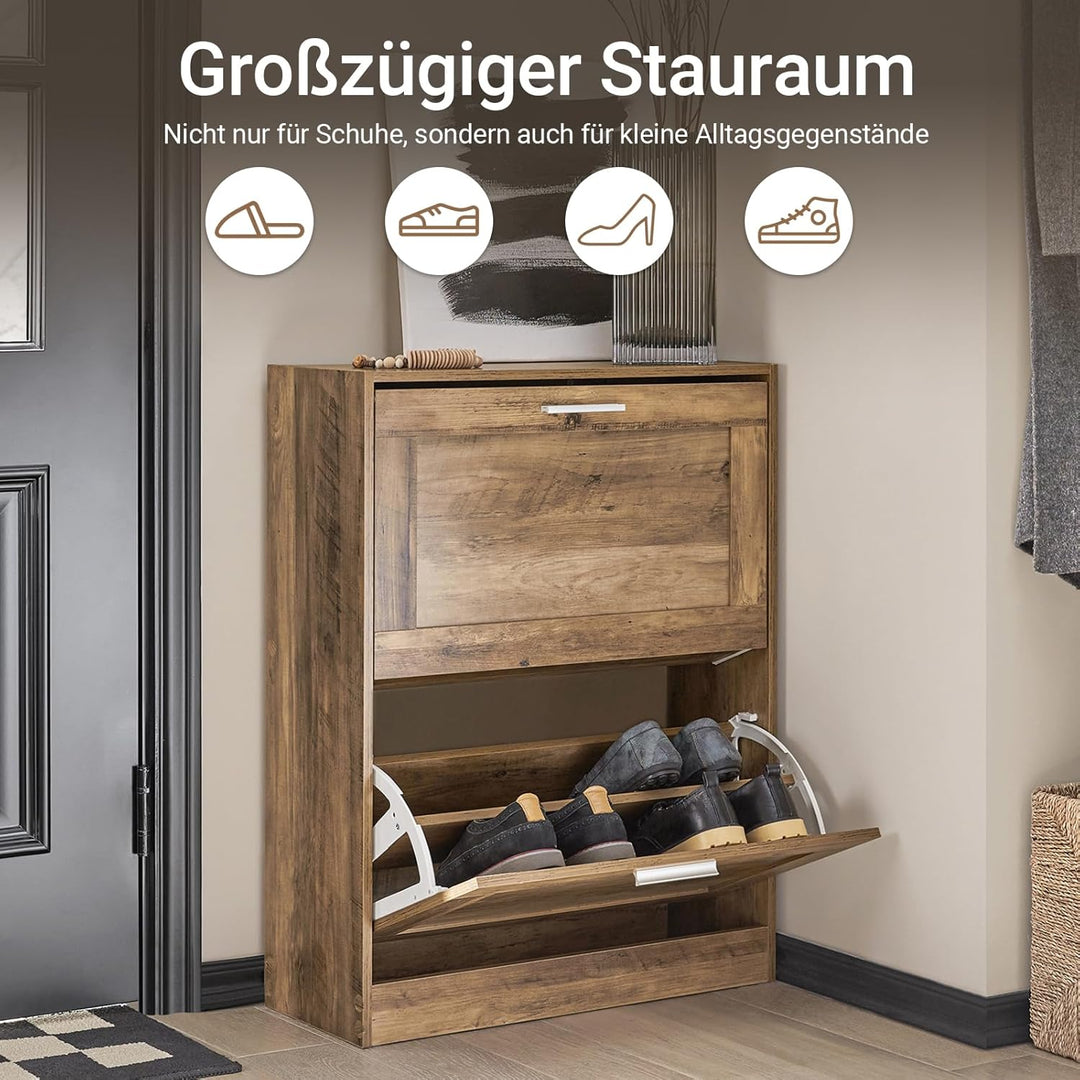 SoBuy Schuhschrank schmal Schuhkipper mit 2 Klappen – Platzsparendes Schuhregal geschlossen mit höhe