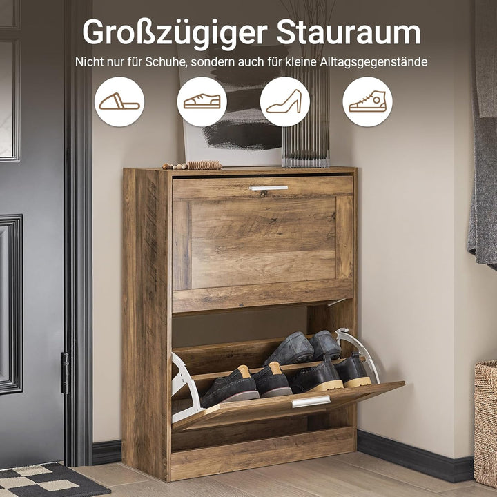 SoBuy Schuhschrank schmal Schuhkipper mit 2 Klappen – Platzsparendes Schuhregal geschlossen mit höhe