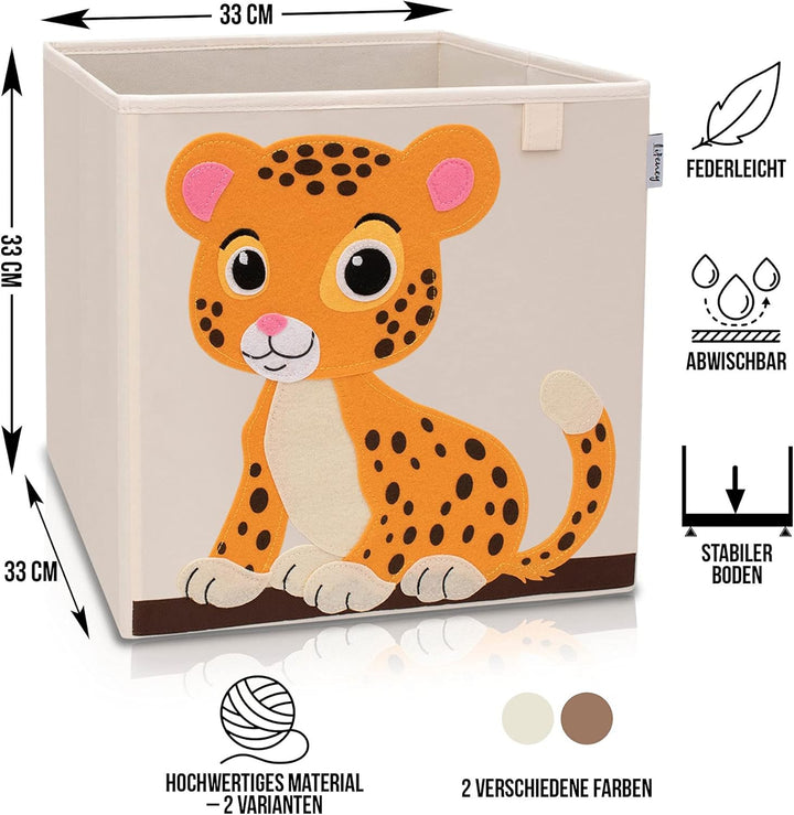 LIFENEY Aufbewahrungsbox im 2er Set Tiger I Doppelpack Spielzeugbox mit Tiermotiv passend für Würfel