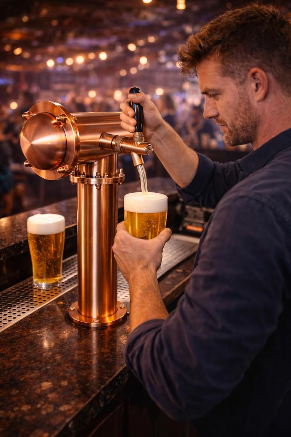 Gastrobedarf Westerbarkey Bier/Beer Schanksäule Zapfsäule Mr. T Bronze 1 leitig mit Schankhahn