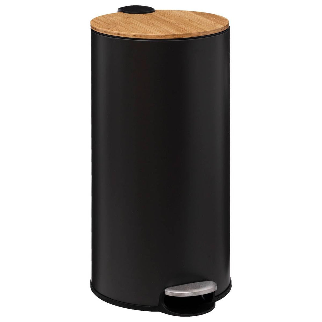 5five - mülleimer mit bambusdeckel 30l "modern color" schwarz cm Schwarz, cm Schwarz