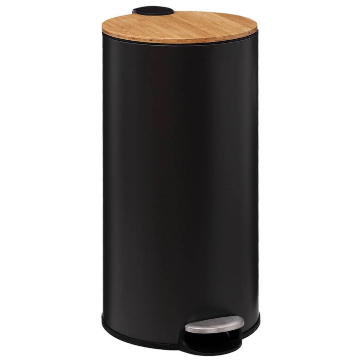 5five - mülleimer mit bambusdeckel 30l "modern color" schwarz cm Schwarz, cm Schwarz