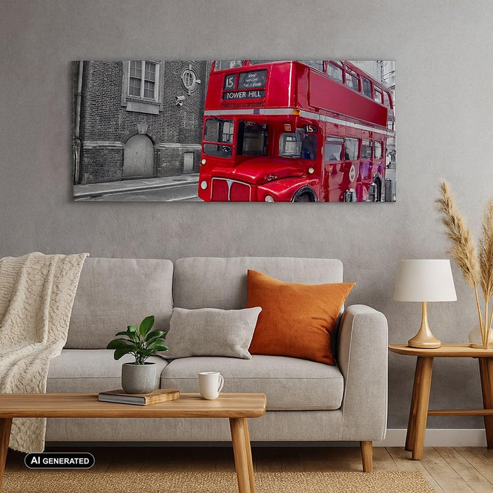 Panorama Bilder auf Leinwand 100x40cm Leinwandbild Bus Denkmal London Geschichte Gross Wanddeko Bild