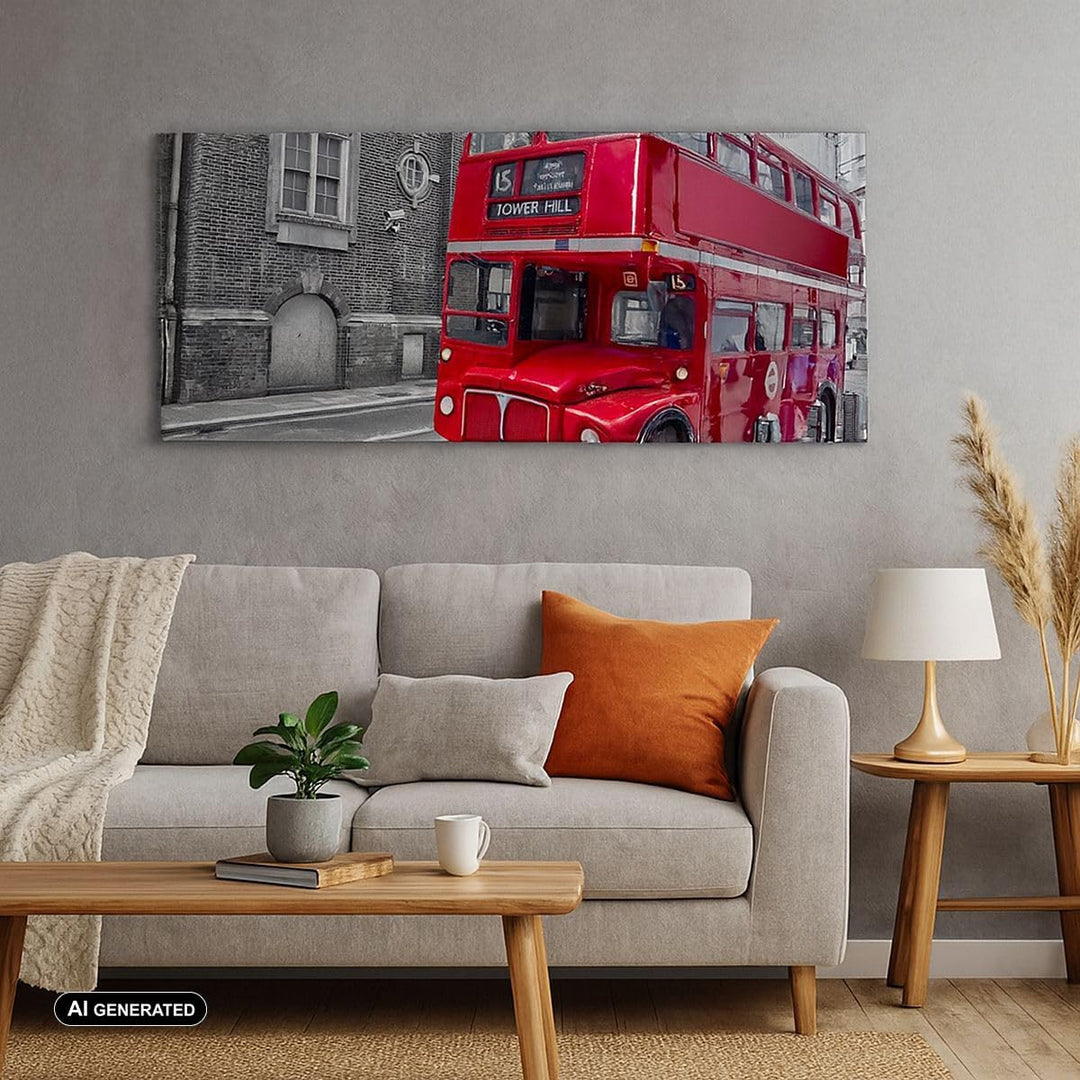 Wandbilder Dekoration Wohnzimmer Bus Denkmal London Geschichte Panorama Bilder auf Leinwand 120x50cm