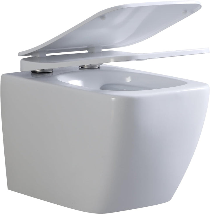 Cube Design Hänge WC spülrandlos Toilette inkl. WC Sitz mit Softclose Absenkautomatik + abnehmbar