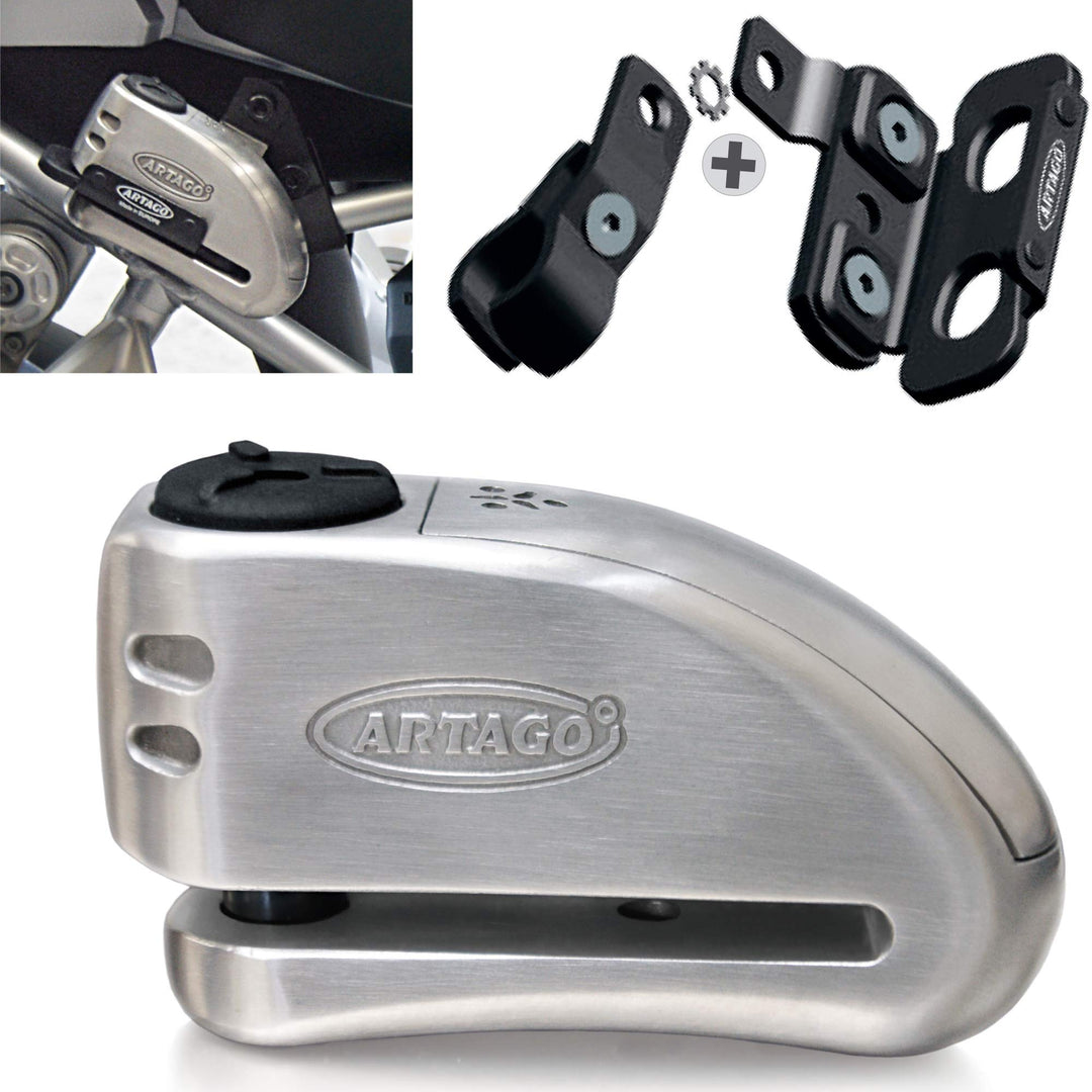 ARTAGO 32S1 Pack Bremsscheibenschloss mit Alarm 120db Hohe Sicherheit + Halterung für BMW (R1250GS,