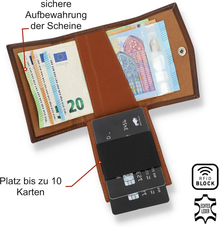 Solo Pelle® Leder I Slim Wallet ohne Münzfach I Geldbeutel mit RFID Schutz I Platz für mindestens 12