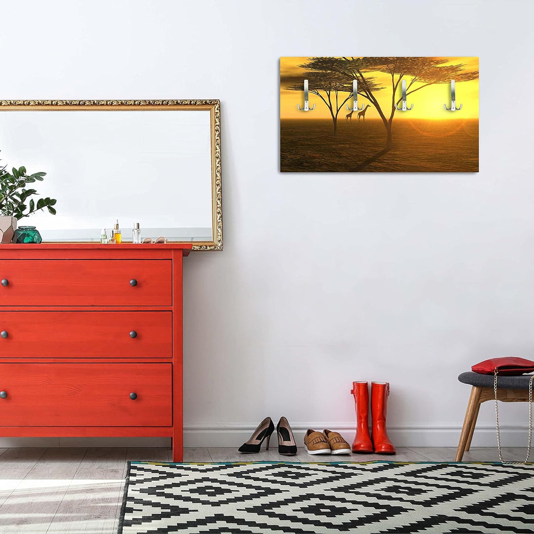 wandmotiv24 Garderobe Afrika Querformat - 69x40 (BxH) - Dekorfolie Wandgarderobe, inklusive Garderob