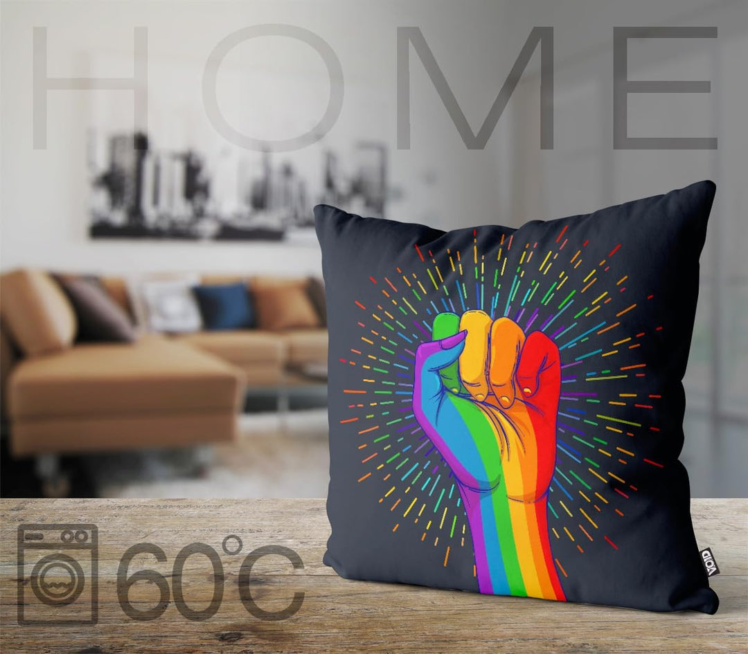 VOID Pride Power Regenbogen Kissenbezug Kissenhülle Polyester wasserfest Outdoor Indoor, Kissen Grös
