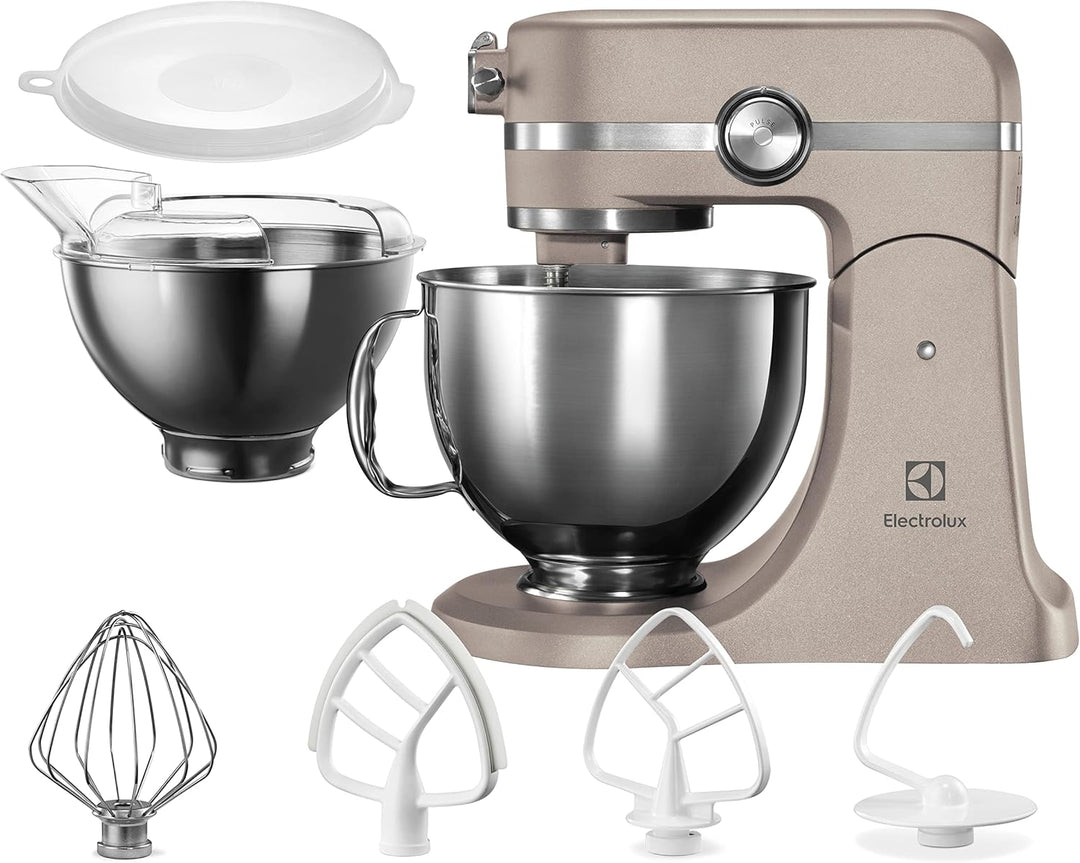 Electrolux EKM5570 Knetmaschine aus Edelstahl, Motor 1200 W und 10 Geschwindigkeiten, mit Schneebese