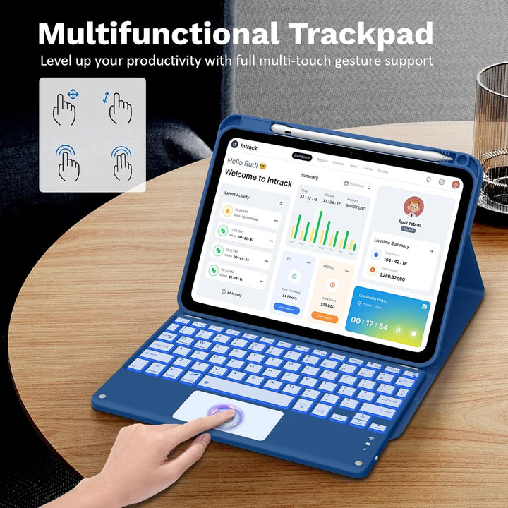 MoKo Touchpad Hülle mit Tastatur für iPad (A16) 11/10 Generation (11/10.9 Zoll) 2025/2022 mit Stifth