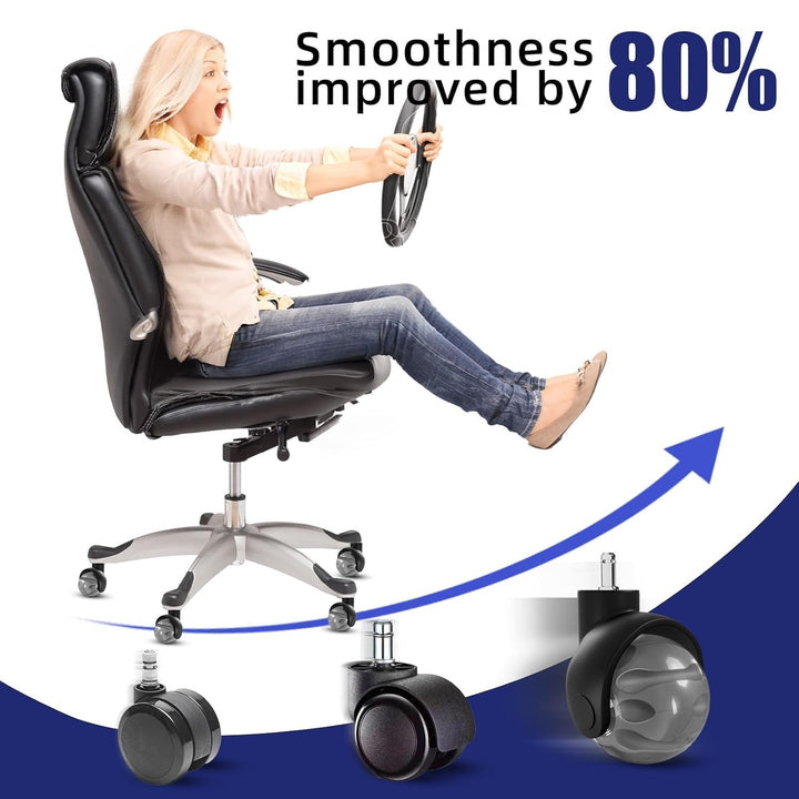 Sytopia Bürostuhl Rollen 5er Set in Grau, Rollen für Bürostühle 11 x 22 mm für Teppichböden, Hartbod