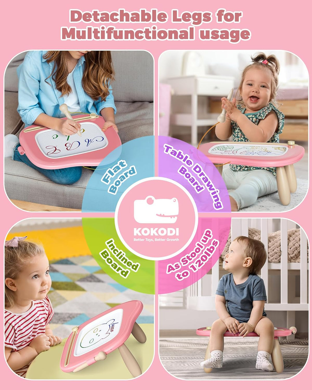 KOKODI Spielzeug ab 1 2 Jahr, Magnetische Zeichentafel Schreibtafel für Kinder, Montessori ab 1 2 3