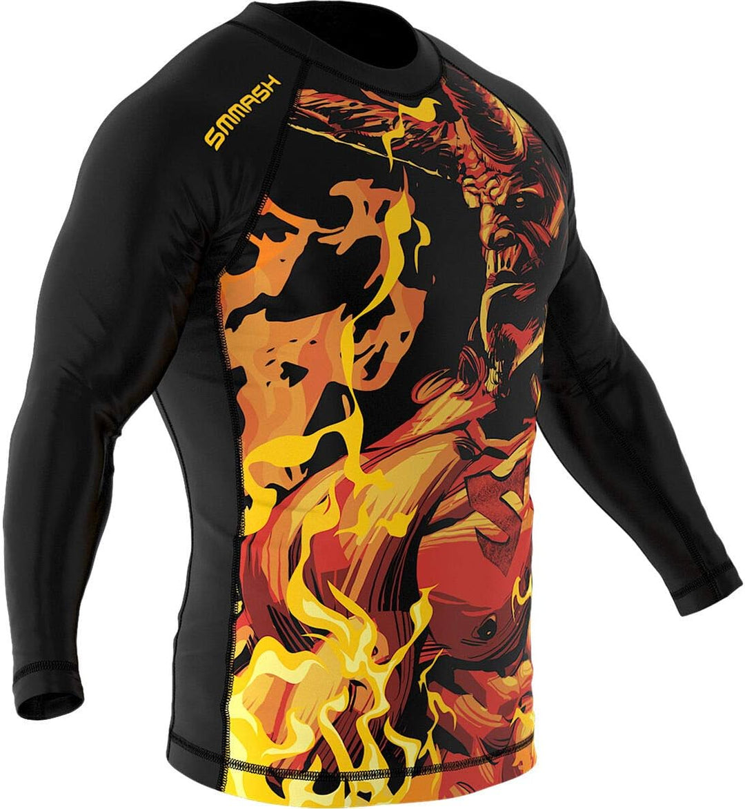 SMMASH Funktionsshirt Herren Rashguard Langarm Sportshirt MMA Thaibox Muay Thai Kickboxen Atmungsakt