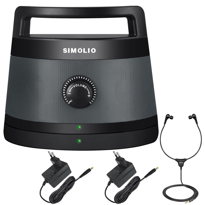 SIMOLIO Funklautsprecher für Fernseher Kabellos, 2.4GHz Tragbarer TV Lautsprecher für Senioren, Perf