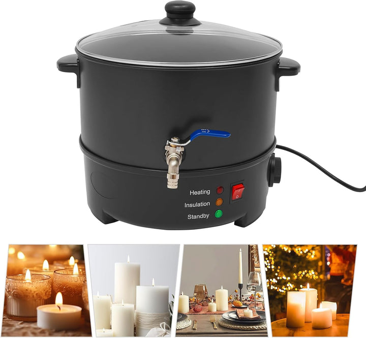 BZYFJB 8L Edelstahl-Wachsschmelztopf mit Rührlöffel & Deckel - Einstellbare Temperatur (50-100°C) fü