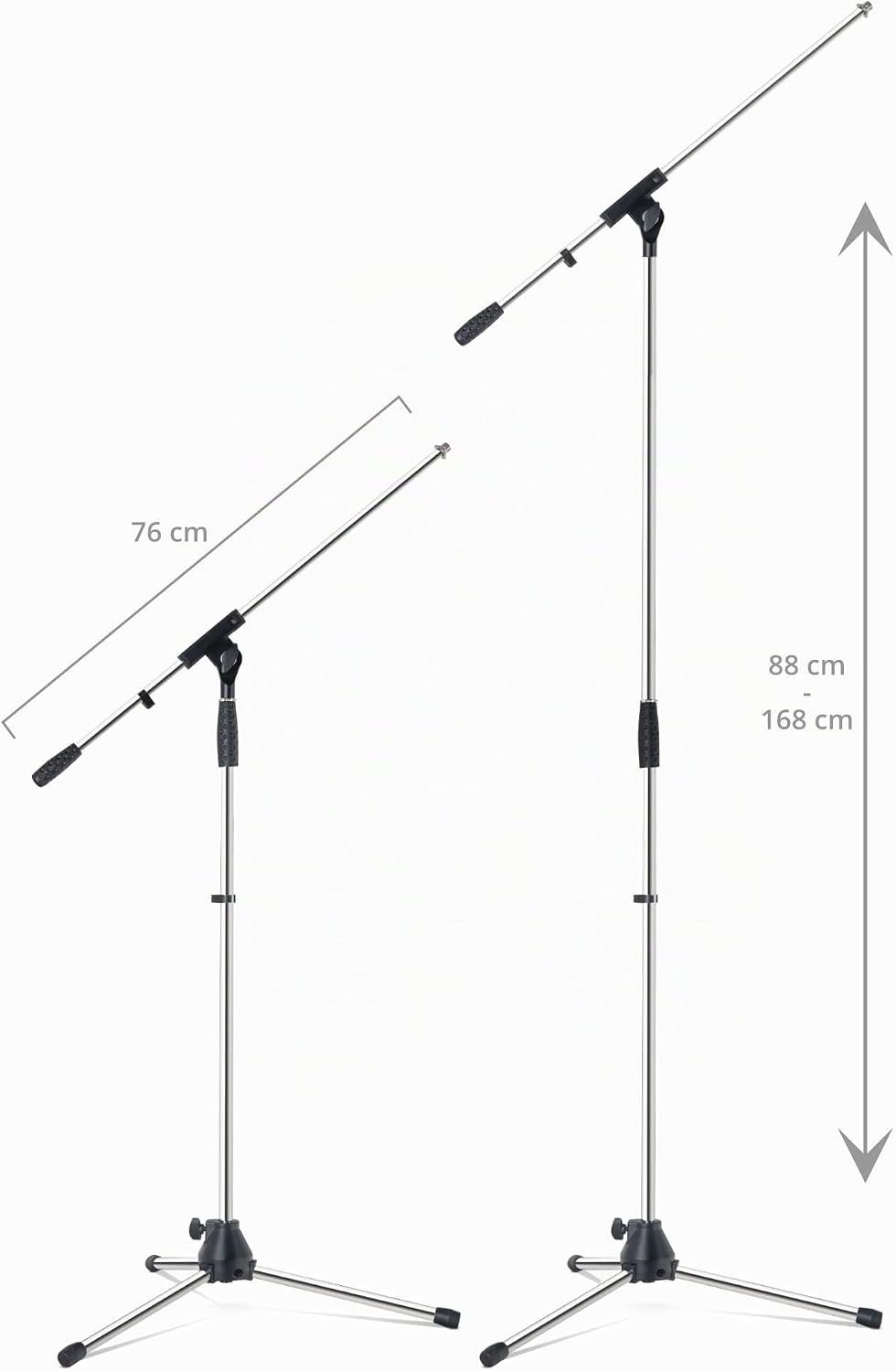 Pronomic Mikrofonständer MS-25C Pro - Dreibeinig mit Gummifüssen - Galgen in Länge und Neigung verst