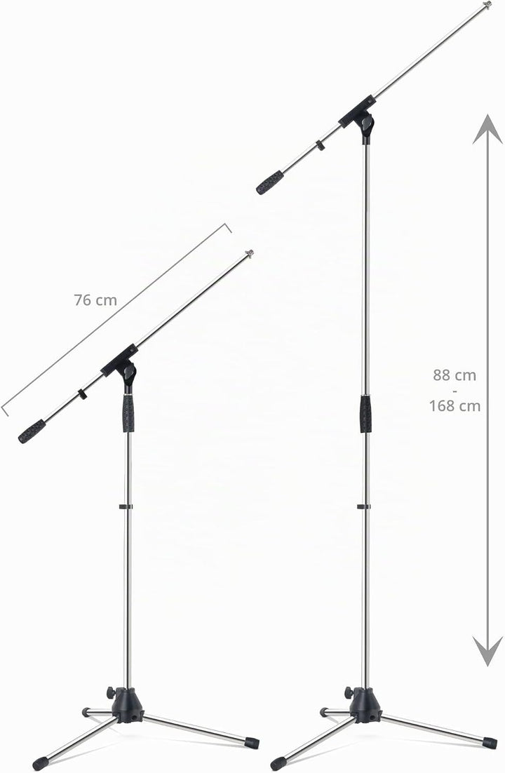 Pronomic Mikrofonständer MS-25C Pro - Dreibeinig mit Gummifüssen - Galgen in Länge und Neigung verst