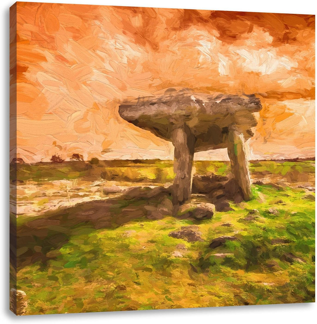 Pixxprint Burren bei Sonnenuntergang als Leinwandbild/Grösse: 70x70 cm/Wandbild/Kunstdruck/fertig be