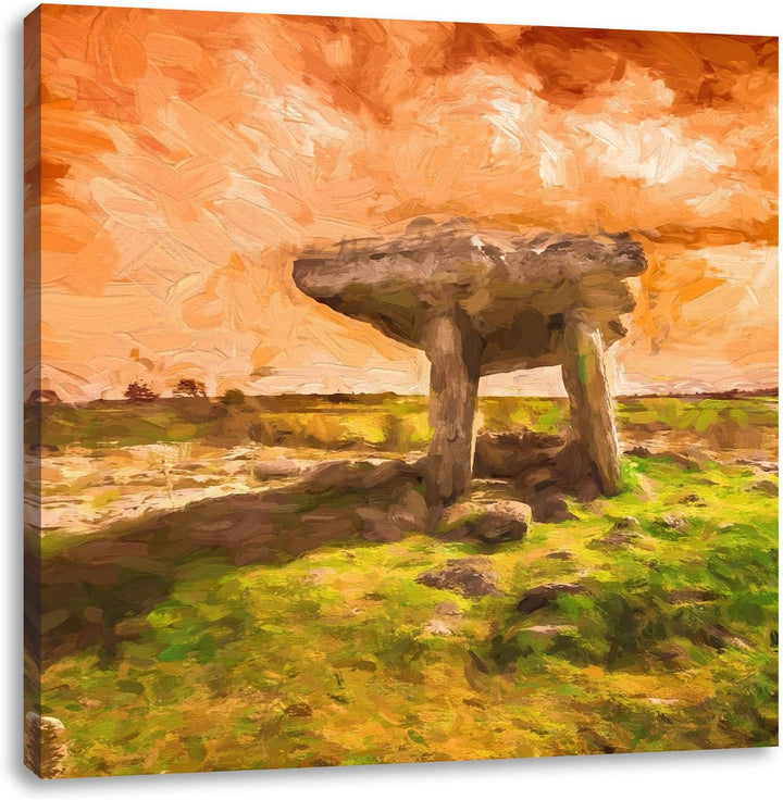 Pixxprint Burren bei Sonnenuntergang als Leinwandbild/Grösse: 70x70 cm/Wandbild/Kunstdruck/fertig be
