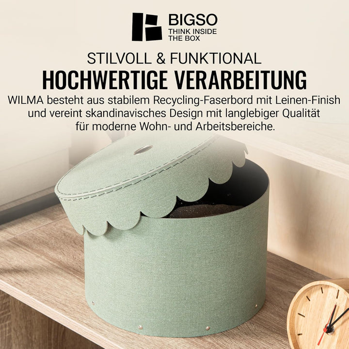 BIGSO WILMA 2er-Set runde Aufbewahrungsbox mit Deckel – Ordnungsbox mit Deckel für Kleidung, Spielze