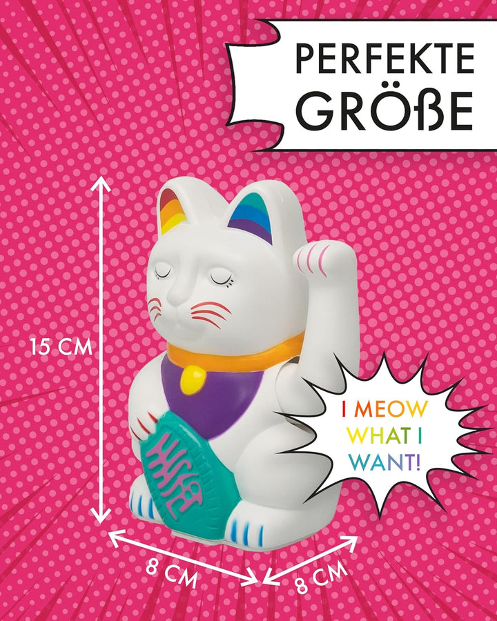 ANGRY CAT Regenbogen Winkekatze - Bunte Lucky Cat in Regenbogen Farben - süsse WinkKatze - Katze mit