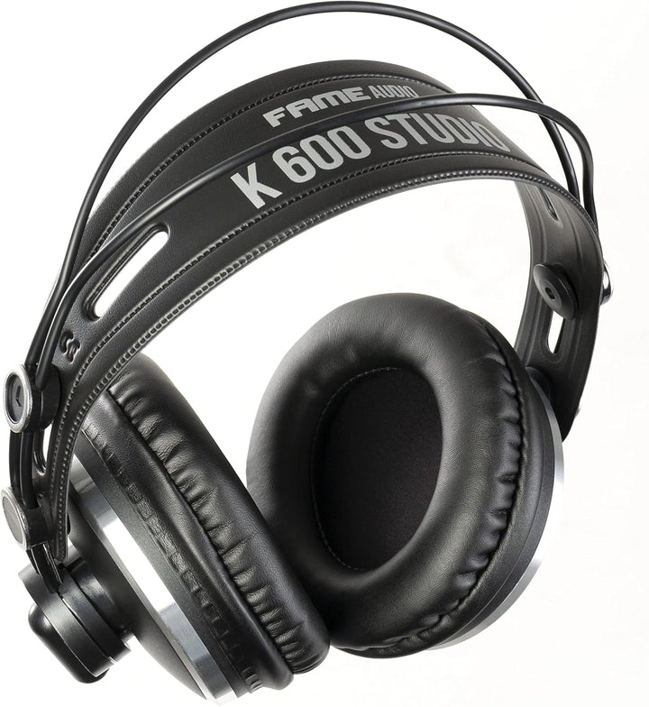 Fame Audio K 600 Studio, Geschlossene Studio Kopfhörer, Schwarz, Dynamischer Sound, Leichtes Gewicht