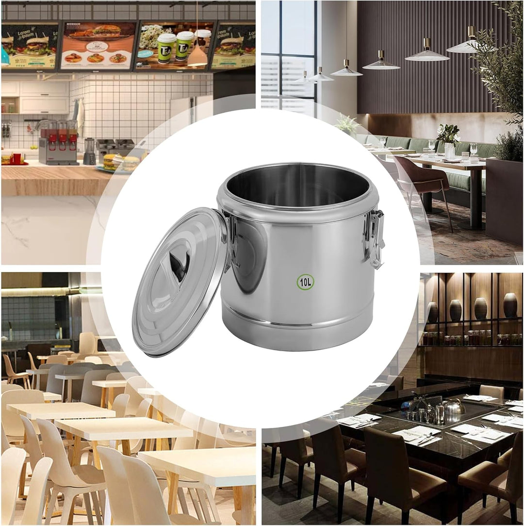 10L Profi Gastro Thermobehälter Edelstahl 304 | Gewerblicher Isolierbehälter mit PU-Schaum &amp; Silikon