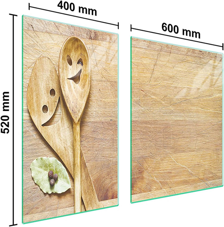 TMK ArtDeko Herdabdeckplatte 2 Teilig 40x52 +60x52 cm - Spritzschutz Herdabdeckung – Herdschutz aus