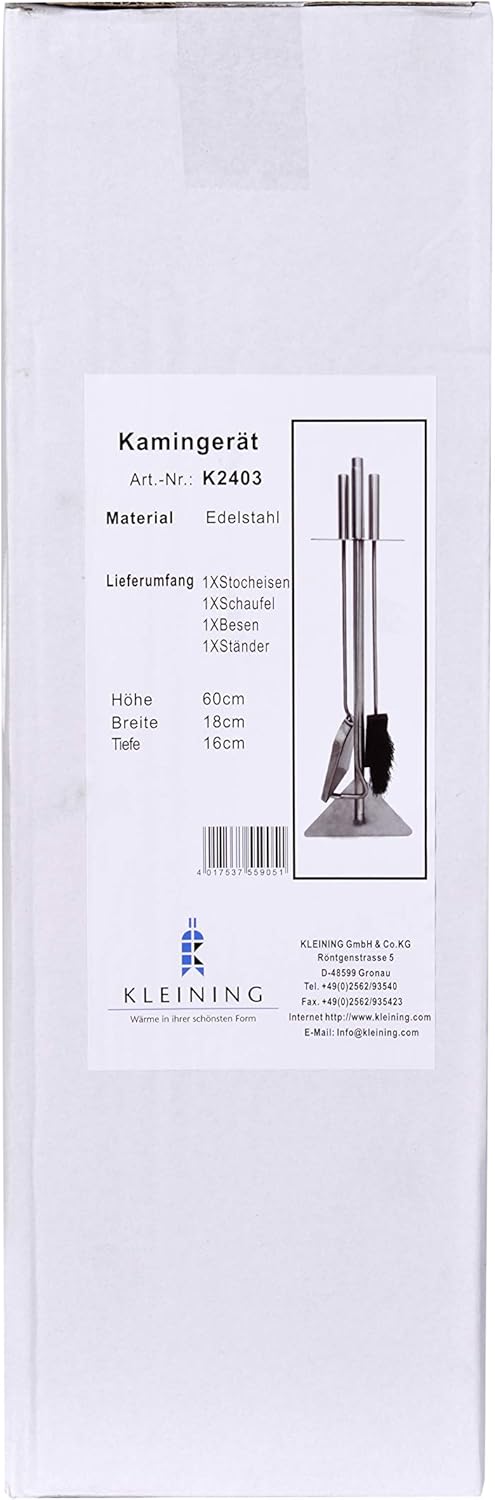FIREFIX K2403 Kaminbesteck 4-teilig, 180 x 160 x 600 mm (BxTxH), Ständer, Besteckteile und Griffe au