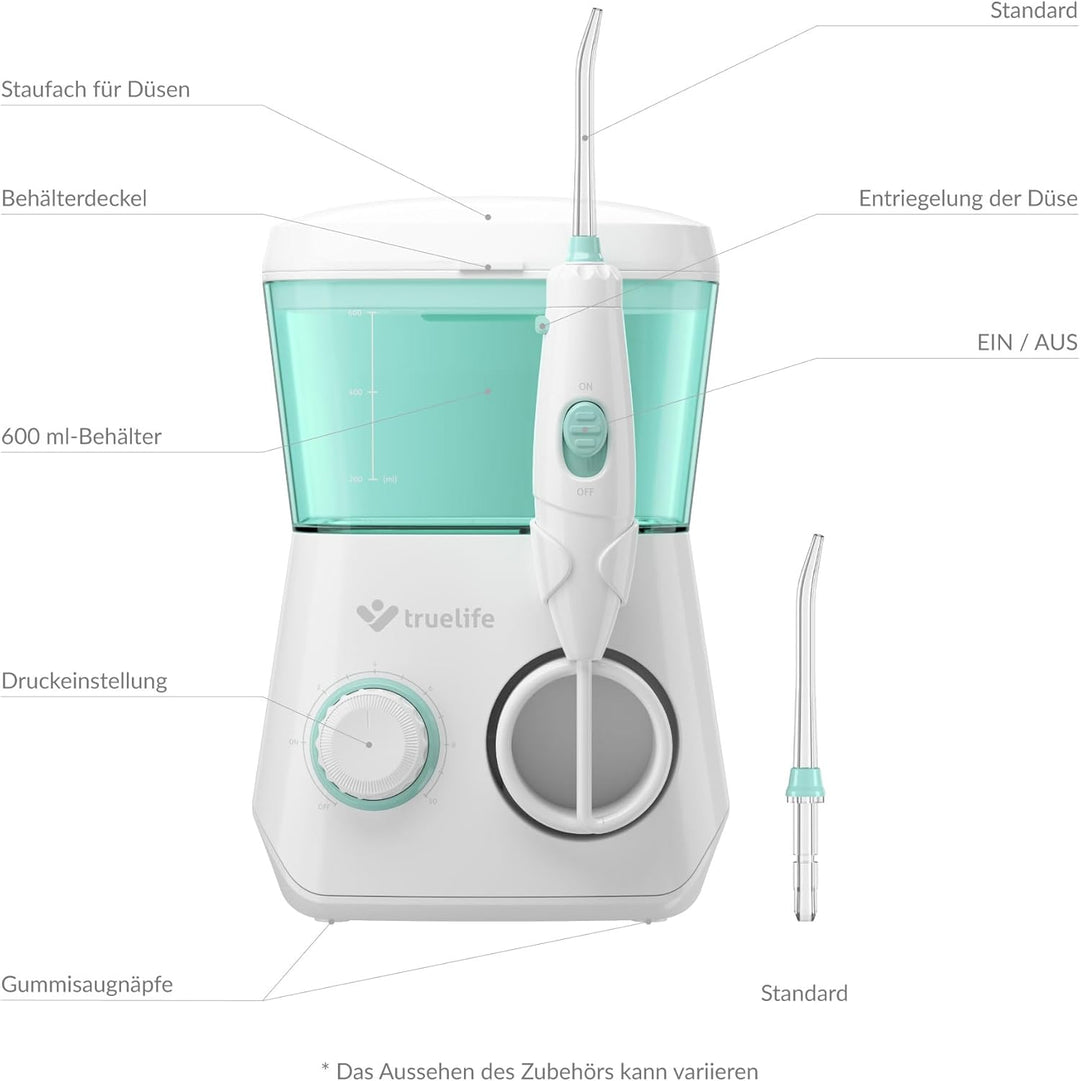 TrueLife AquaFloss Station Munddusche elektrisch für eine perfekte Zahnhygiene, 600 ml Wassertank, Z