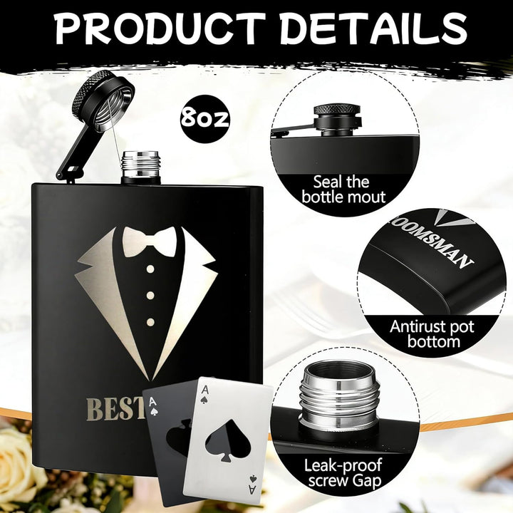 Flachmann Mit Gravur Flachmann 8oz Edelstahl Geschenkset Schwarze Geschenkbox mit 2 Bechern und 1 Tr