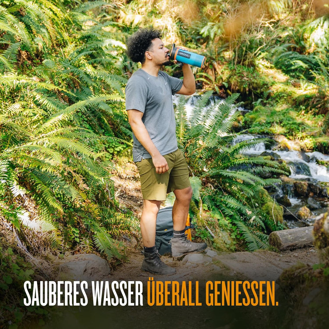 GRAYL GeoPress 710ml Outdoor Wasserfilter Trinkwasser I Eliminiert 99,99% aller Bakterien und Viren