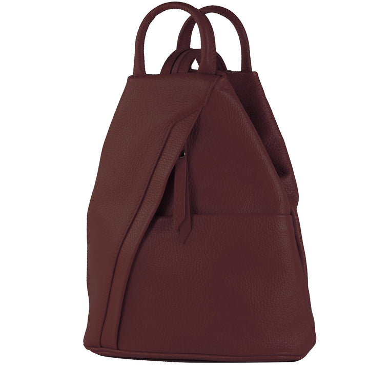 modamoda de - T180 - Damen Rucksack Tasche aus ital. Leder Bordeauxviolett, Bordeauxviolett