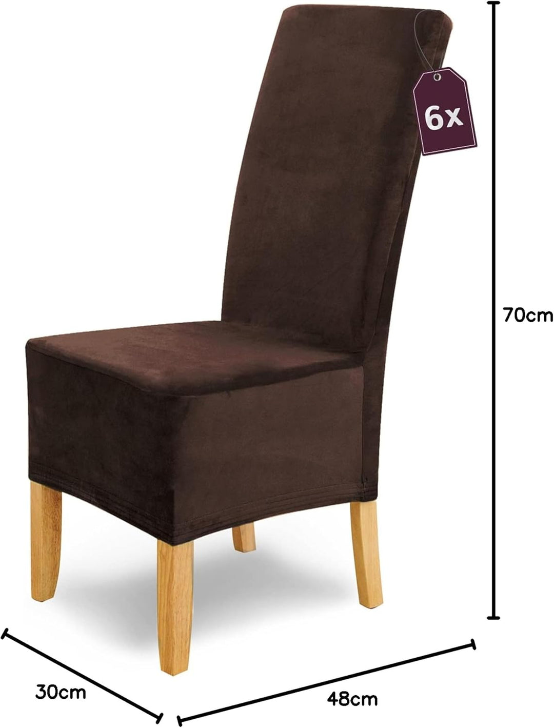 SCHEFFLER-Home Stretch Stuhlhussen Samt Puma Velvet/Velours Stuhlhussen Braun 6er Set/Stuhlabdeckung