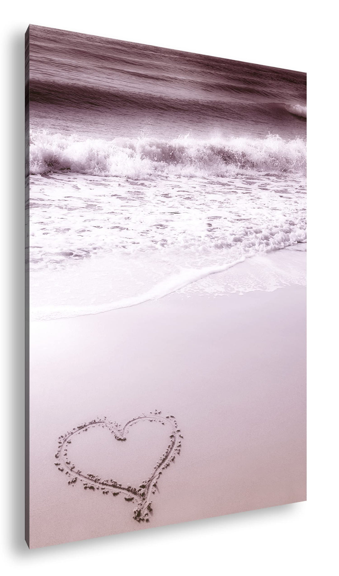 deyoli Herz am Strand Format:90x60 cm als Leinwandbild, Motiv fertig gerahmt auf Echtholzrahmen, Hoc