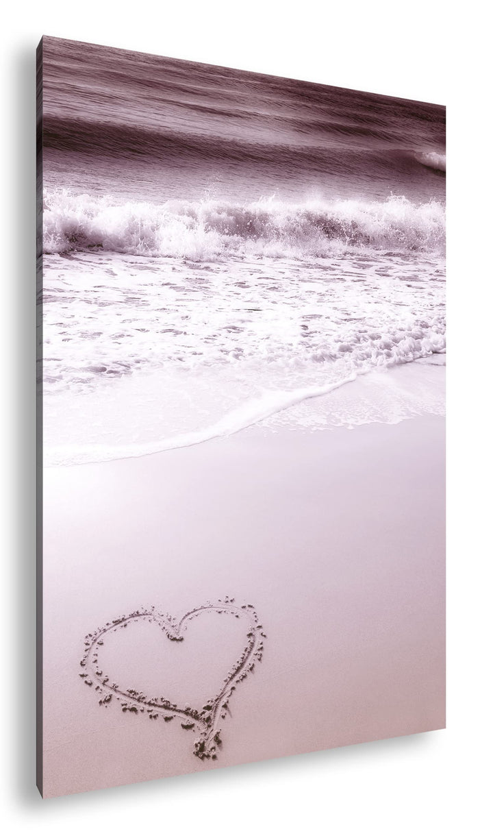 deyoli Herz am Strand Format:90x60 cm als Leinwandbild, Motiv fertig gerahmt auf Echtholzrahmen, Hoc